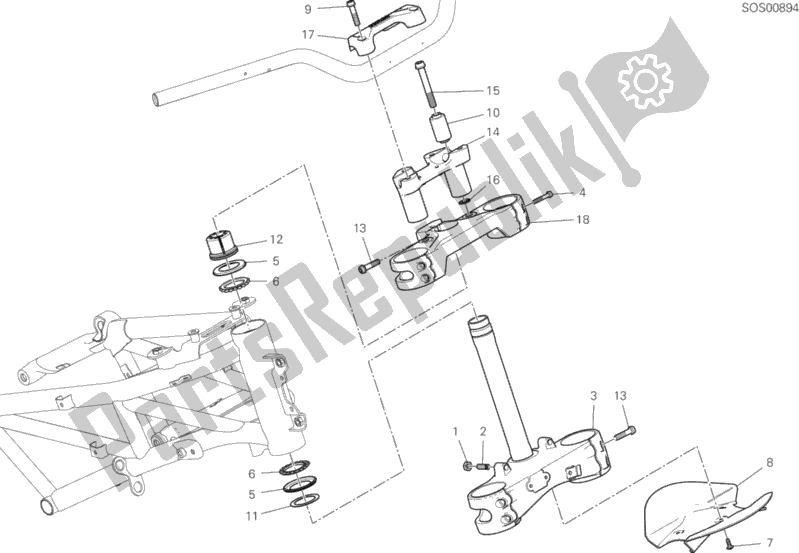 Todas las partes para Montaje De La Base Del Cabezal De Dirección de Ducati Multistrada 1260 S D-air 2018